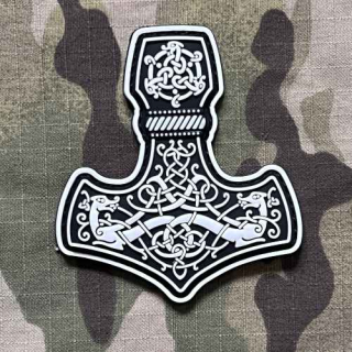 NoName Viking Mjolnir PVC Patch - White - nášivka