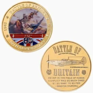 Challenge Coin Battle of Britain - 80th Anniversary - Supermarine Spitfire Mk.1 - sběratelská mince