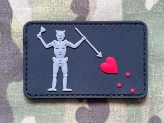 NoName Blackbeard Pirate Flag PVC Patch - Grey - nášivka