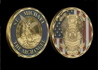 Challenge Coin St. Michael Archangel - US Police - Our Fallen Officer - sběratelská mince