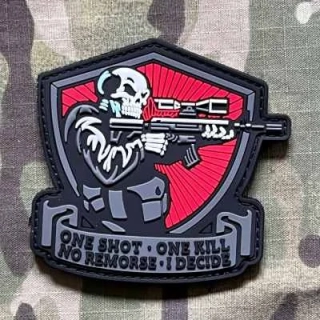 NoName One Shot - One Kill - No Remorse I Decide PVC Patch - nášivka