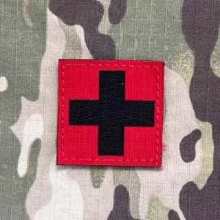 Action LaserCut Patch - Red Cross - Medium - Red - nášivka