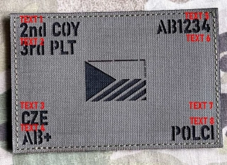 Action LaserCut Patch - ID Panel 120x80 Custom Made - Czech Flag - Ranger Green - nášivka