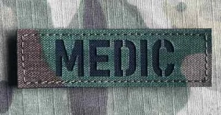 Action LaserCut Patch - MEDIC Tape - 90x27 - Woodland - nášivka