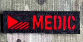 Action LaserCut Patch - MEDIC CZ Flag Tape - 90x27 - Black - nášivka