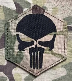 Action LaserCut Patch - Hexagon - Large - Punisher - Multicam - nášivka