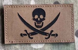 Action LaserCut Patch - Calico Jack Pirate Flag - Medium - Coyote Brown - nášivka
