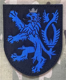 Action LaserCut Patch - Czech Coat of Arms - Large - Black - Blue Line - nášivka