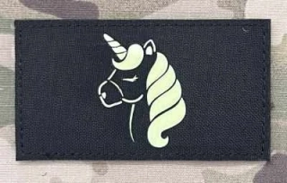 Action LaserCut Patch - Unicorn Flag - Medium - Black - nášivka