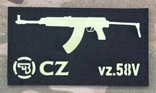 Action LaserCut Patch - Weapons Series - CZ SA vz.58V - Medium - Black - nášivka
