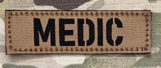 Action LaserCut Patch - MEDIC Tape - 90x27 - Coyote Brown - nášivka