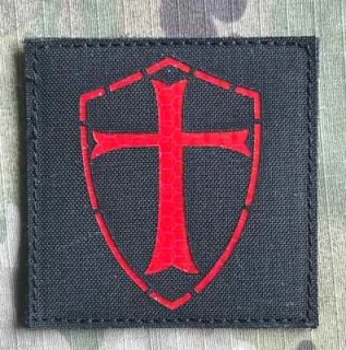 Action LaserCut Patch - Templar Cross Shield - Large - Black - nášivka
