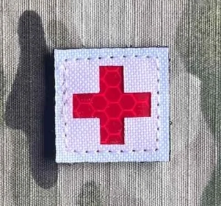 Action LaserCut Patch - Red Cross - Small - White - nášivka