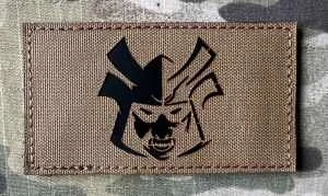 Action LaserCut Patch - Samurai Head - Rectangle - Medium - Coyote Brown - nášivka