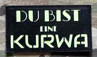 Action LaserCut Patch - Du Bist Eine Kurwa - Medium - Black - nášivka