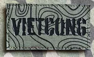 Action LaserCut Patch - Vietcong Game Logo - Medium - Topografic Camo Green - nášivka