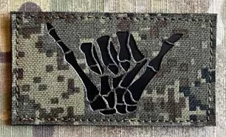 Action LaserCut Patch - Shaka Bones - Medium - EMR - nášivka