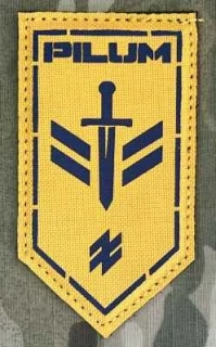 Ukrajina Military Velcro Patch 1st AZOV Corps - 41st Unmanned Systems Regiment “Pilum” - Ground Robotic Systems Battalion “Karna” LaserCut - Color - nášivka