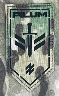 Ukrajina Military Velcro Patch 1st AZOV Corps - 41st Unmanned Systems Regiment “Pilum” - Ground Robotic Systems Battalion “Karna” LaserCut - Multicam - nášivka