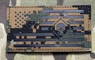 Action LaserCut Patch - USA Flag - USMC Marine Raiders - Medium - MARPAT Woodland - nášivka