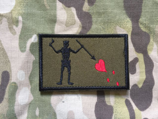 NoName Blackbeard Pirate Flag Patch - Olive - nášivka