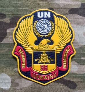 Ukrajina Military Patch 56. Helicopter Detachment - UNMIL Peacekeeping Forces - Dark Blue - nášivka