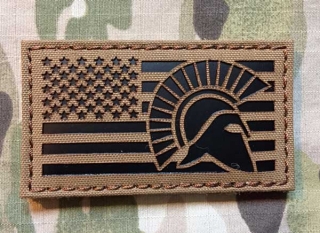 TF LaserCut Patch US Flag Spartan Infra - Coyote Brown - nášivka