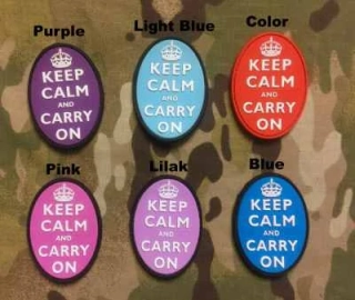 JTG KEEP CALM AND CARRY ON Oval PVC Patch