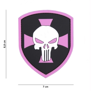 101inc Shield Punisher Cross PVC Patch - Pink - nášivka