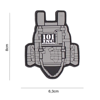 101inc Tactical Vest PVC Patch - Grey - nášivka
