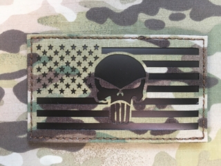 TF LaserCut Patch US Flag Punisher Infra Large - Multicam - nášivka