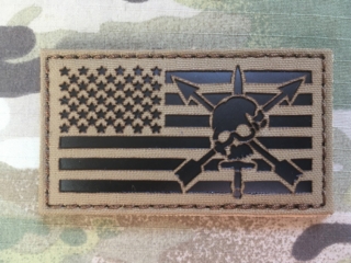 TF LaserCut Patch US Flag SF Nous Defions Infra - Coyote Brown - nášivka