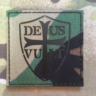 TF LaserCut Patch Deus Vult Crusader Infra - Woodland - nášivka