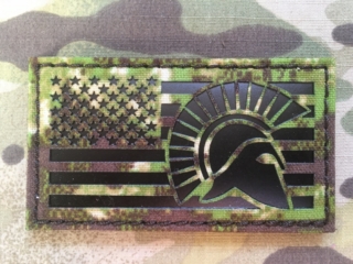 TF LaserCut Patch US Flag Spartan Infra - Pencott Greenzone - nášivka