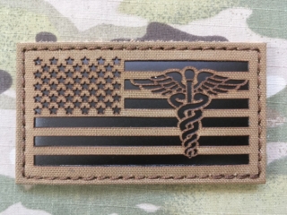 TF LaserCut Patch US Flag Medic Infra - Coyote Brown - nášivka