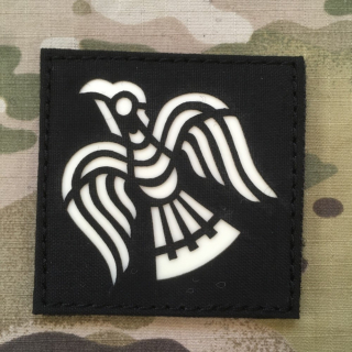 TF LaserCut Patch Viking Raven GID - Black/GID - nášivka