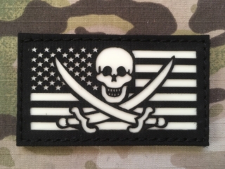 TF LaserCut Patch US Flag Calico Jack GID - Black/GID - nášivka