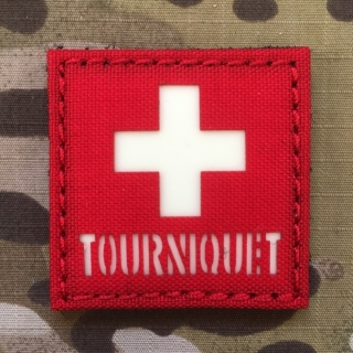 TF LaserCut Patch Red Cross Tourniquet GID Small - Red/GID - nášivka