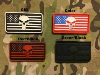 YJPF Punisher Skull American Flag PVC Patch