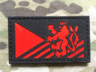 TF LaserCut Patch Czech Lion Flag Reflex - Black/Reflex Red - nášivka
