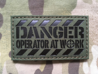 TF LaserCut Patch Danger Operator At Work Infra - Olive Drab - nášivka