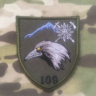 Ukrajina Military Velcro Patch 10th Mountain Assault Brigade - 109th Mountain Assault Battalion - Olive - nášivka