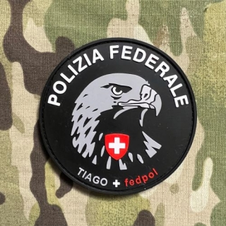 PoliceFirePatches Switzerland Polizia Federale TIAGO + Fedpol PVC - Black - nášivka