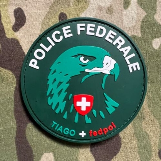 PoliceFirePatches Switzerland Polizia Federale TIAGO + Fedpol PVC - Green - nášivka
