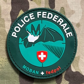 PoliceFirePatches Switzerland Polizia Federale MOBAN + Fedpol PVC - Green - nášivka