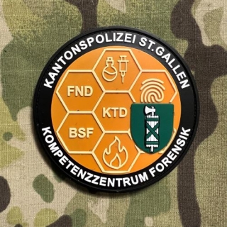 PoliceFirePatches Switzerland Kantonspolizei St. Gallen - Kompetenzzentrum Forensik PVC - nášivka