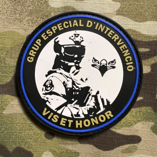PoliceFirePatches Spain Mossos d'Esquadra - GEI - Grup Especial d'Intervenció - Vis Et Honor PVC - White - nášivka