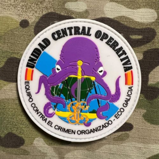 PoliceFirePatches Spain Guardia Civil - Unidad Central Operativa - Equipo Contra El Crimen Organizado - Eco Galicia PVC - White/Violet - nášivka 