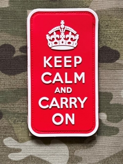 YJPF Keep Calm and Carry On PVC Patch - Red/GID - nášivka