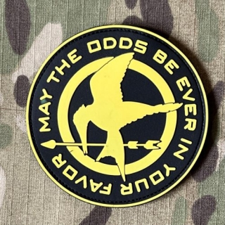 YJPF Hunger Games - May the Odds Be Ever In Your Favor PVC Patch - Black/Yellow - nášivka